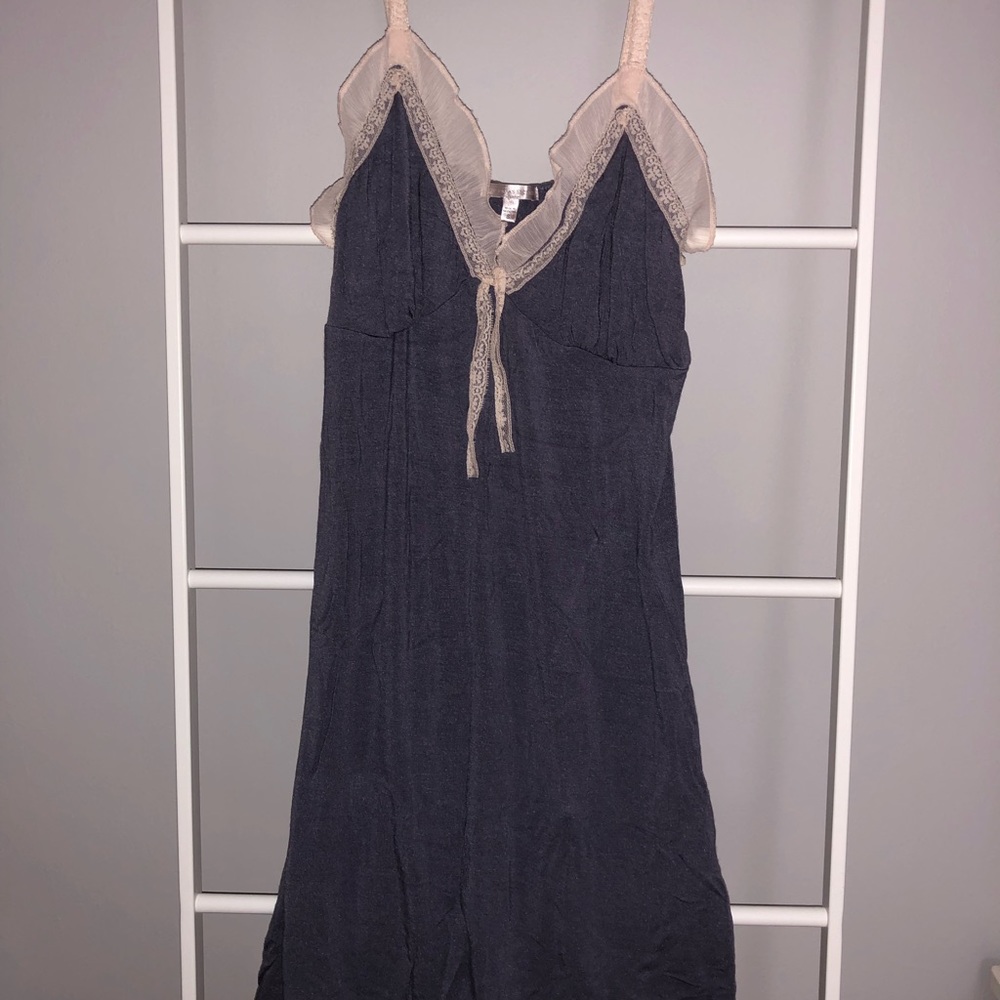 Victoria Secret Neglige Nightie Gray Cream Lace S